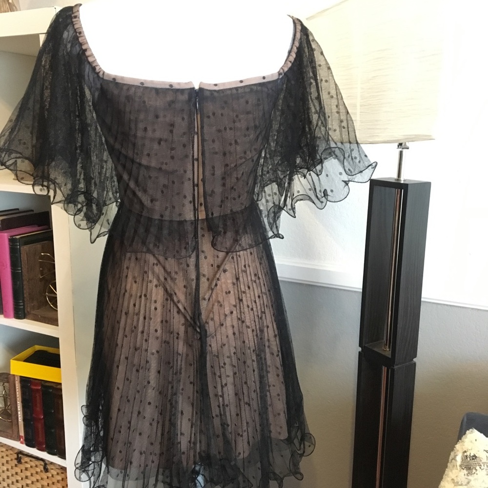 BCBG Max Azria Black Pleated Cocktail Dress - Picture 6 of 8